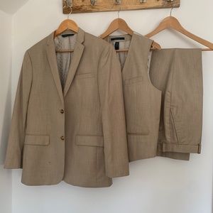 Perry Ellis 3 Piece Suit Tan 40R